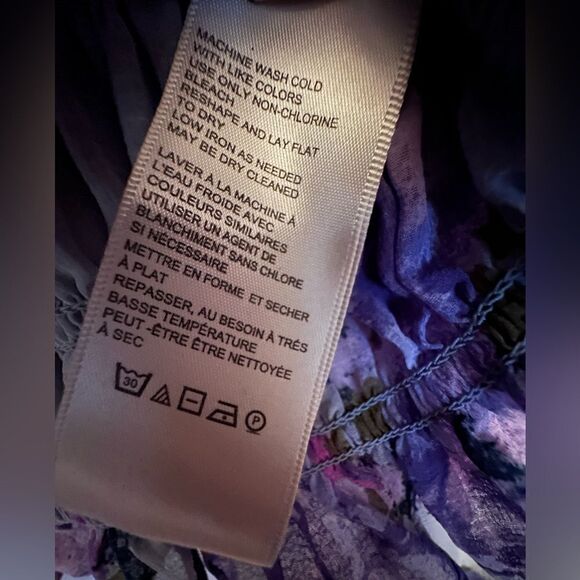 Free People | Daphne Blouse in Silver Blue Long Sleeve Lace Yoke & Cuff Size L - Picture 8 of 10